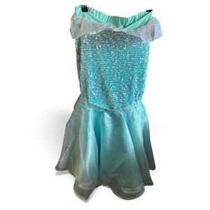 Disney NWT The Little Mermaid X Camp Aqua Teal & Sequins Strapless Dress New